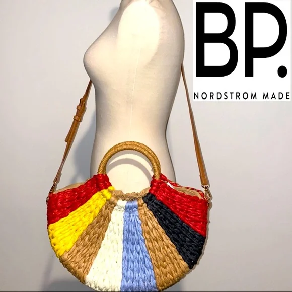 BP by Nordstrom woven straw handbag multi … - Picture 1 of 7